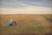 Michael Ancher A Summer Landscape with two Girls oil painting artist
